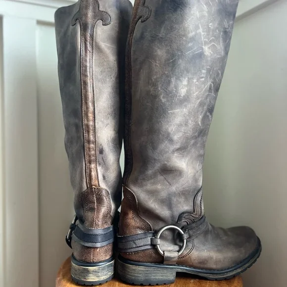 Distressed “Judgement” Tall Harness Moto Leather Boots - Steve Madden - Picture 16 of 16